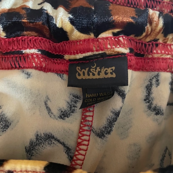 Solstice Intimates Kitty Leopard Print Velvet Track Pants Size M - Picture 3 of 4
